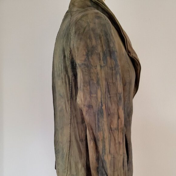 Vince leather crossover moto jacket gray black tan blue purple painted small L M - Picture 7 of 11